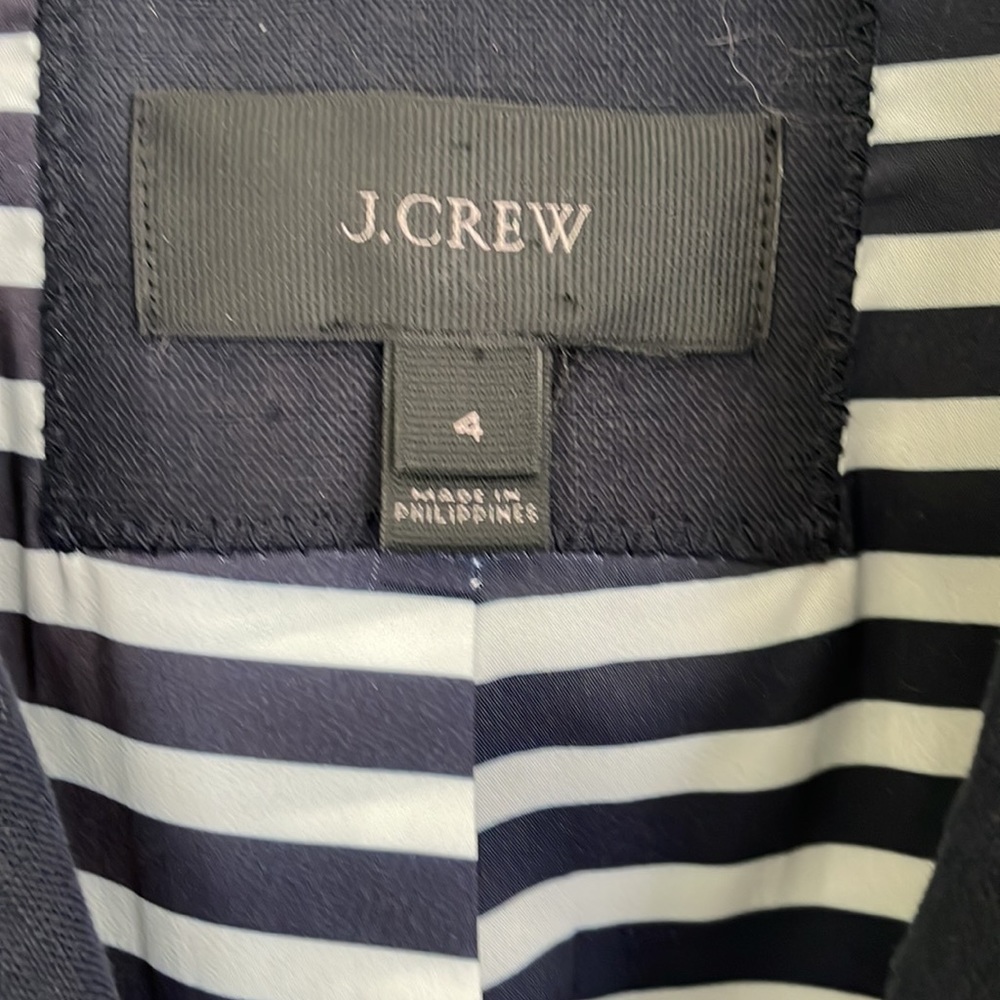J CREW Rhodes Nautical Tipped Linen Blazer / Jacket NAVY Sz 4 - Picture 7 of 11